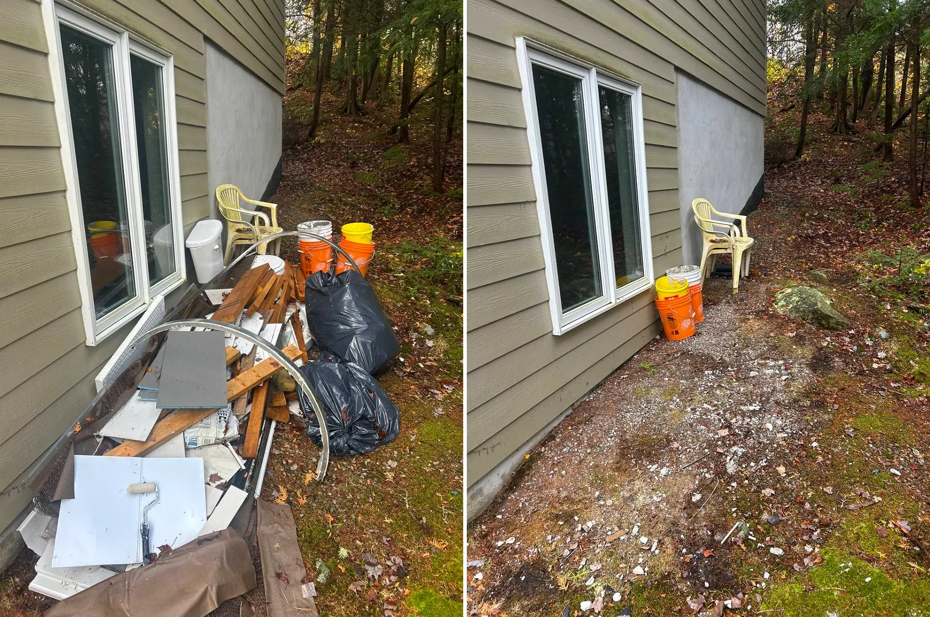 After: side yard construction debris and junk removal before and after