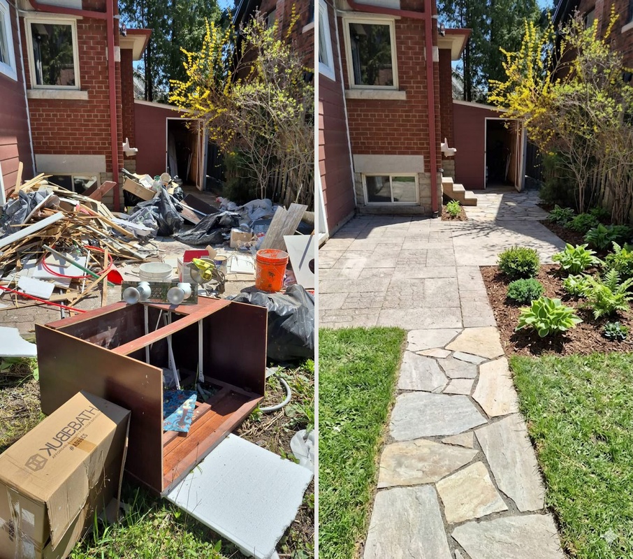 Before and after construction debris cleanup in Toronto by Alex Carter Junk Removal