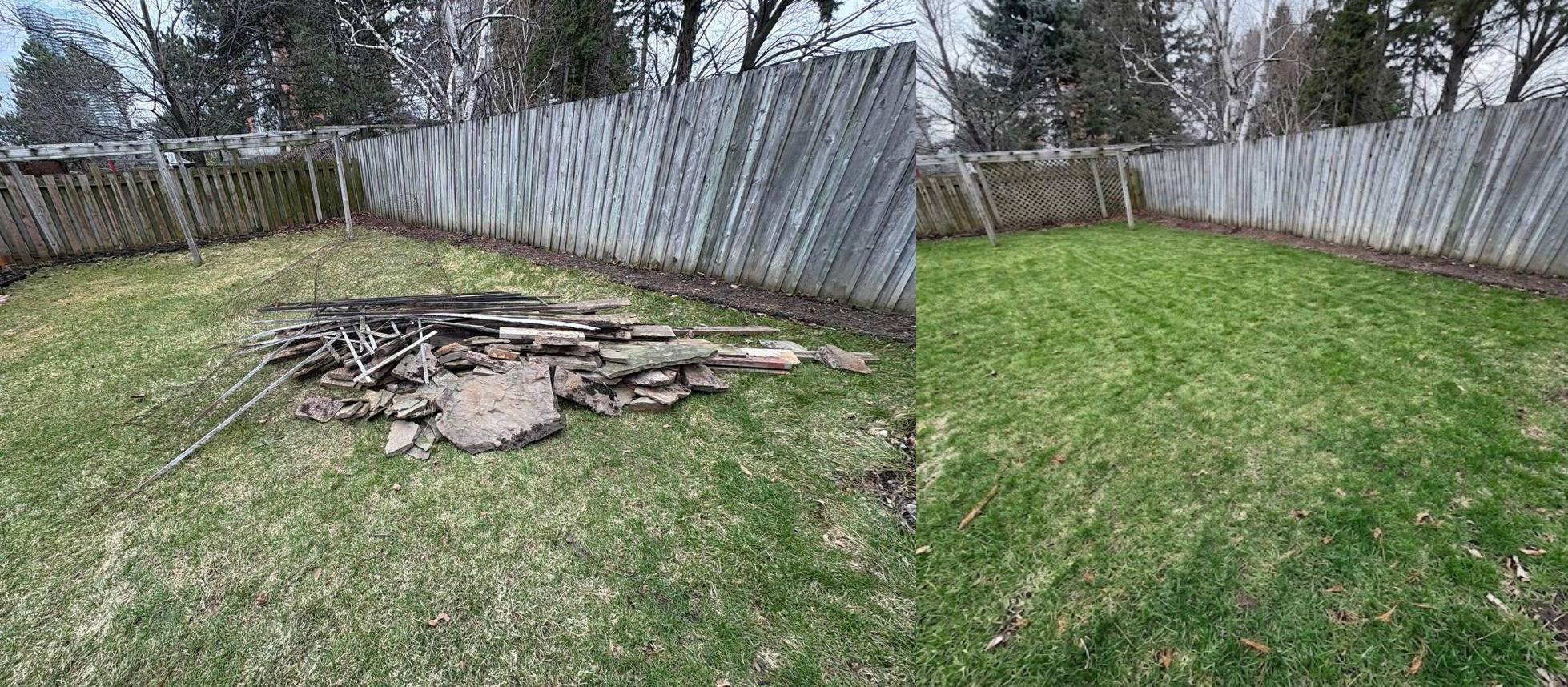 Toronto backyard before and after same-day junk removal by Alex Carter