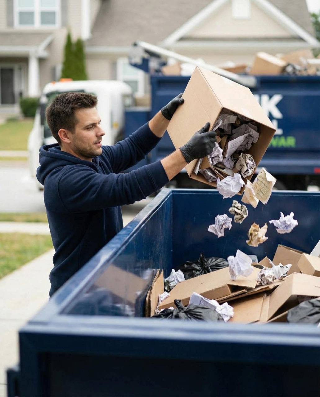Professional Alex Carter Junk Removal crew member loading a truck